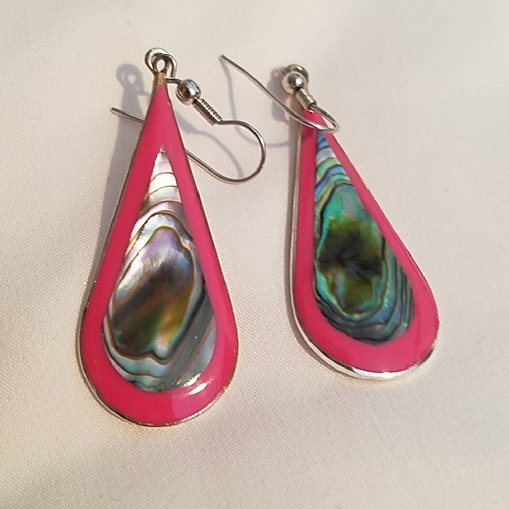 Alpaca mexico abalone teardrop earrings